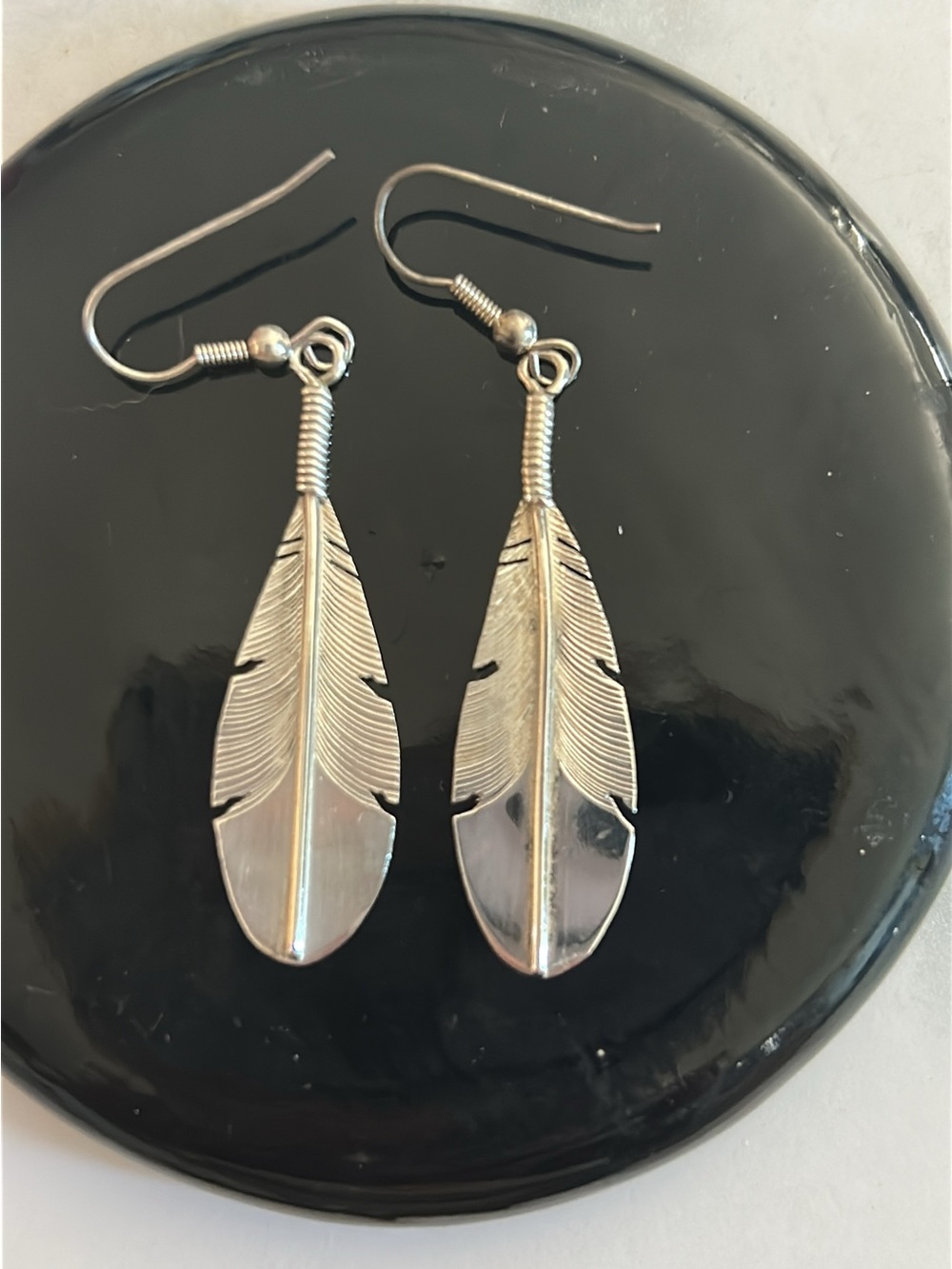 Delicate Silver Feather Drop Earrings - Women Jewelry